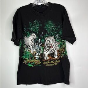 Vintage Siegfried & Roy Mirage Habitat Animal Print AOP Tiger Tshirt Size Large